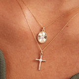 14K Solid Gold Oval & Rectangle Pendant Necklaces