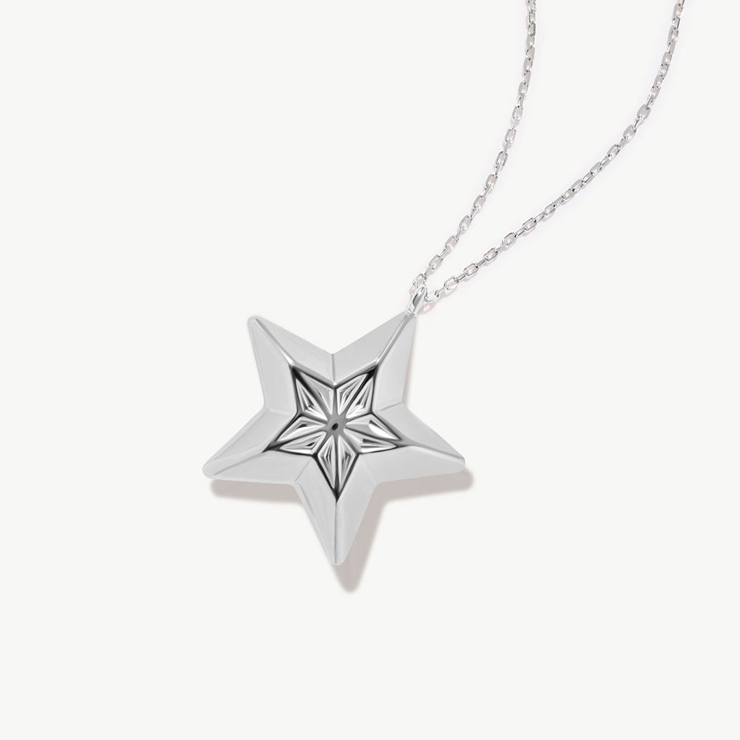14K Solid Gold Star Necklace: Dainty Celestial Pendant