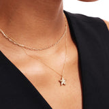 14K Solid Gold Star Necklace: Dainty Celestial Pendant