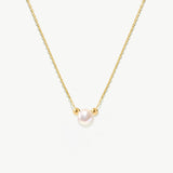 14K Real Solid Gold Pearl Necklace – Dainty Genuine Freshwater Pearl Pendant