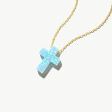 Faith Meets October’s Glow - Opal Cross Necklace