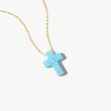 Faith Meets October’s Glow - Opal Cross Necklace