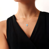 Faith Meets October’s Glow - Opal Cross Necklace
