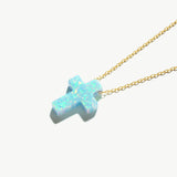 Faith Meets October’s Glow - Opal Cross Necklace