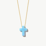 Faith Meets October’s Glow - Opal Cross Necklace