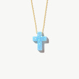 Faith Meets October’s Glow - Opal Cross Necklace