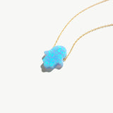 A Touch of Light, A Shield of Spirit - Opal Hamsa Necklace