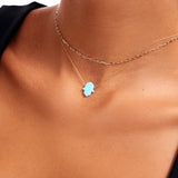 14K Solid Gold Opal Hamsa Necklace