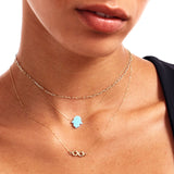 A Touch of Light, A Shield of Spirit - Opal Hamsa Necklace