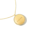 14K Solid Gold Engraved Disc Necklace