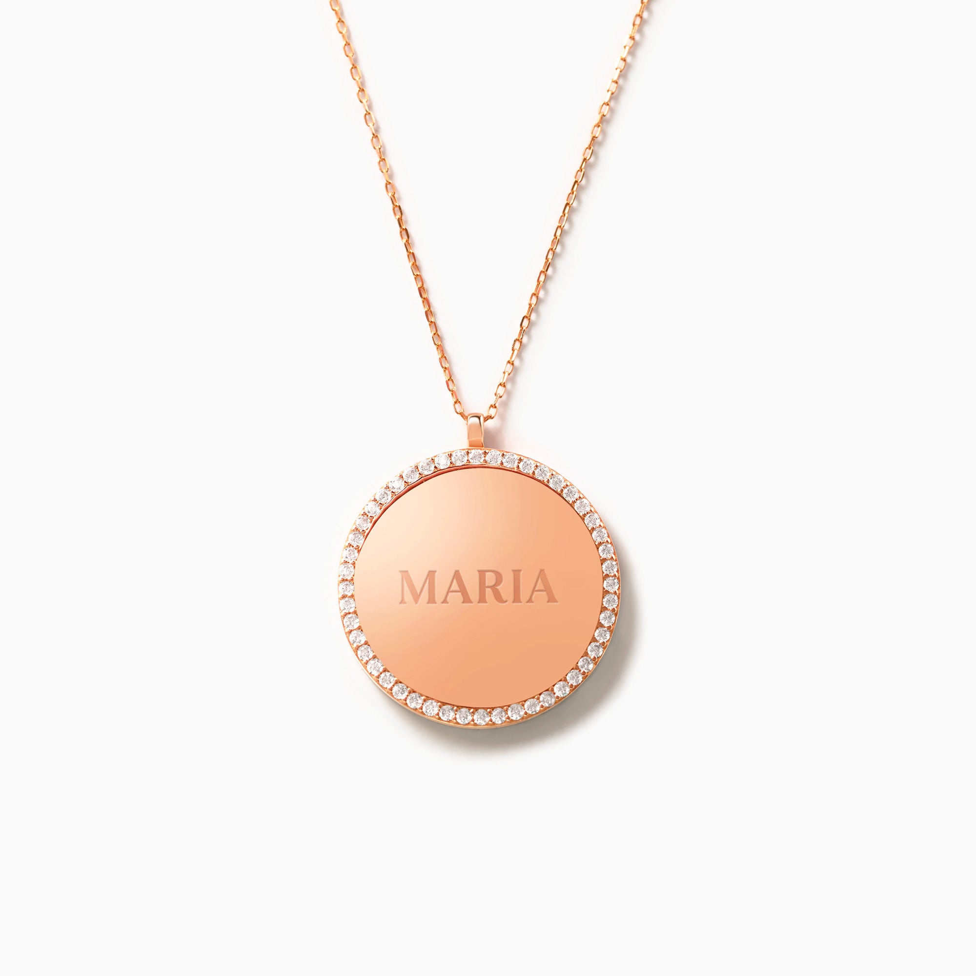 14K Solid Rose Gold Custom Engraved Name Pendant Necklace With Symbolic Birthstones