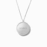 14K Solid White Gold Personalized Name Disc Necklace With Birthstones