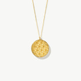 14K Solid Gold Engraved Disc Necklace