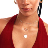 14K Solid Gold Engraved Disc Necklace