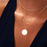 14K Solid Gold Interlocking Circle Necklace