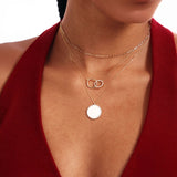 14K Solid Gold Engraved Disc Necklace