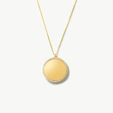 14K Solid Gold Engraved Disc Necklace