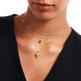 14K Solid Gold Baguette Birthstone Necklace