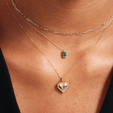 14K Solid Gold Baguette Birthstone Necklace