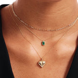 14K Solid Gold Baguette Birthstone Necklace