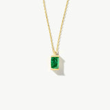 14K Solid Gold Baguette Birthstone Necklace