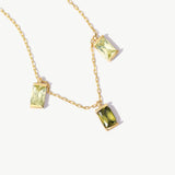 14K Solid Gold Dangling Three Stone Necklaces