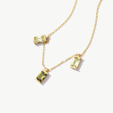 14K Solid Gold Dangling Three Stone Necklaces