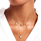 14K Solid Gold Dangling Three Stone Necklaces