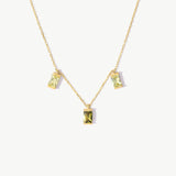 14K Solid Gold Dangling Three Stone Necklaces