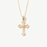 14K Solid Gold Catholic Cross Necklace: Dainty Religious Gift