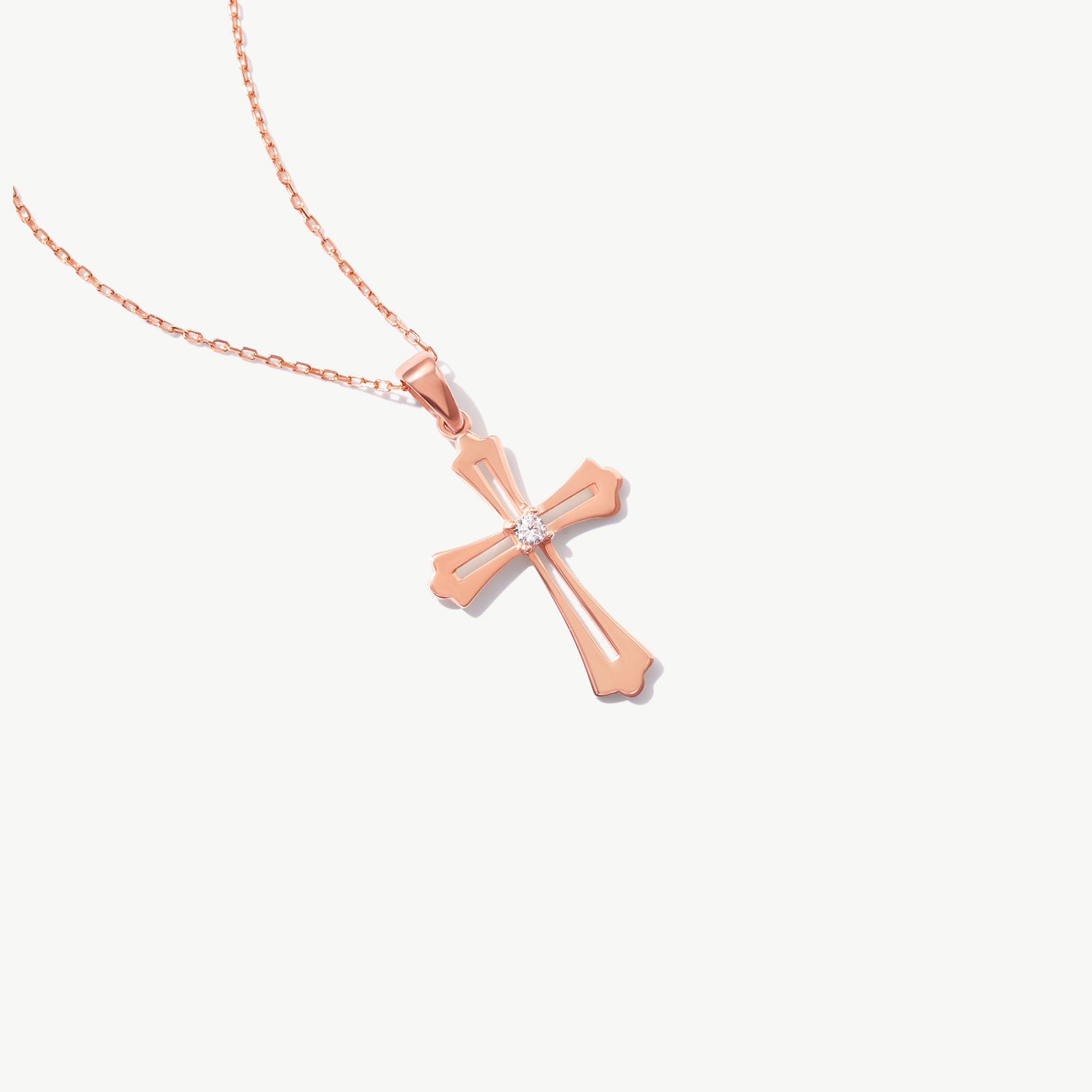14K Solid Gold Catholic Cross Necklace