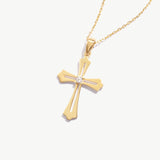 14K Solid Gold Catholic Cross Necklace: Religious Jewelry
