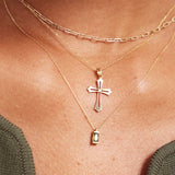 14K Solid Gold Catholic Cross Necklace: Religious Jewelry