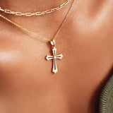 14K Solid Gold Catholic Cross Necklace: Religious Jewelry