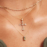 14K Solid Gold Catholic Cross Necklace: Religious Jewelry