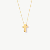 14K Solid Gold Cross Necklace: Heavy Christian Pendant