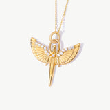 14K Solid Gold Diamond St. Michael Necklace, Archangel Pendant, Guardian Angel