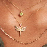 14K Solid Gold Diamond St. Michael Necklace, Archangel Pendant, Guardian Angel