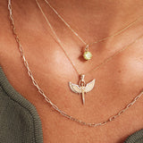 14K Solid Gold Diamond St. Michael Necklace, Archangel Pendant, Guardian Angel