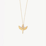 14K Solid Gold Diamond St. Michael Necklace, Archangel Pendant, Guardian Angel