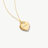 14K Solid Engraved Gold Heart Necklace