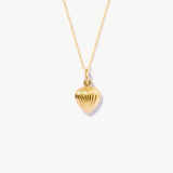 14K Solid Gold Puffy Heart Necklace