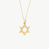 14K Solid Gold Star of David Necklace