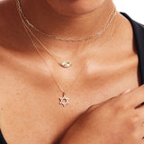 14k Real Solid Gold Evil Eye Necklace • Protective Amulet Pendant • Dainty Nazar Jewelry