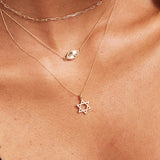 14K Solid Gold Star of David Necklace
