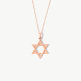 14K Solid Gold Star of David Necklace