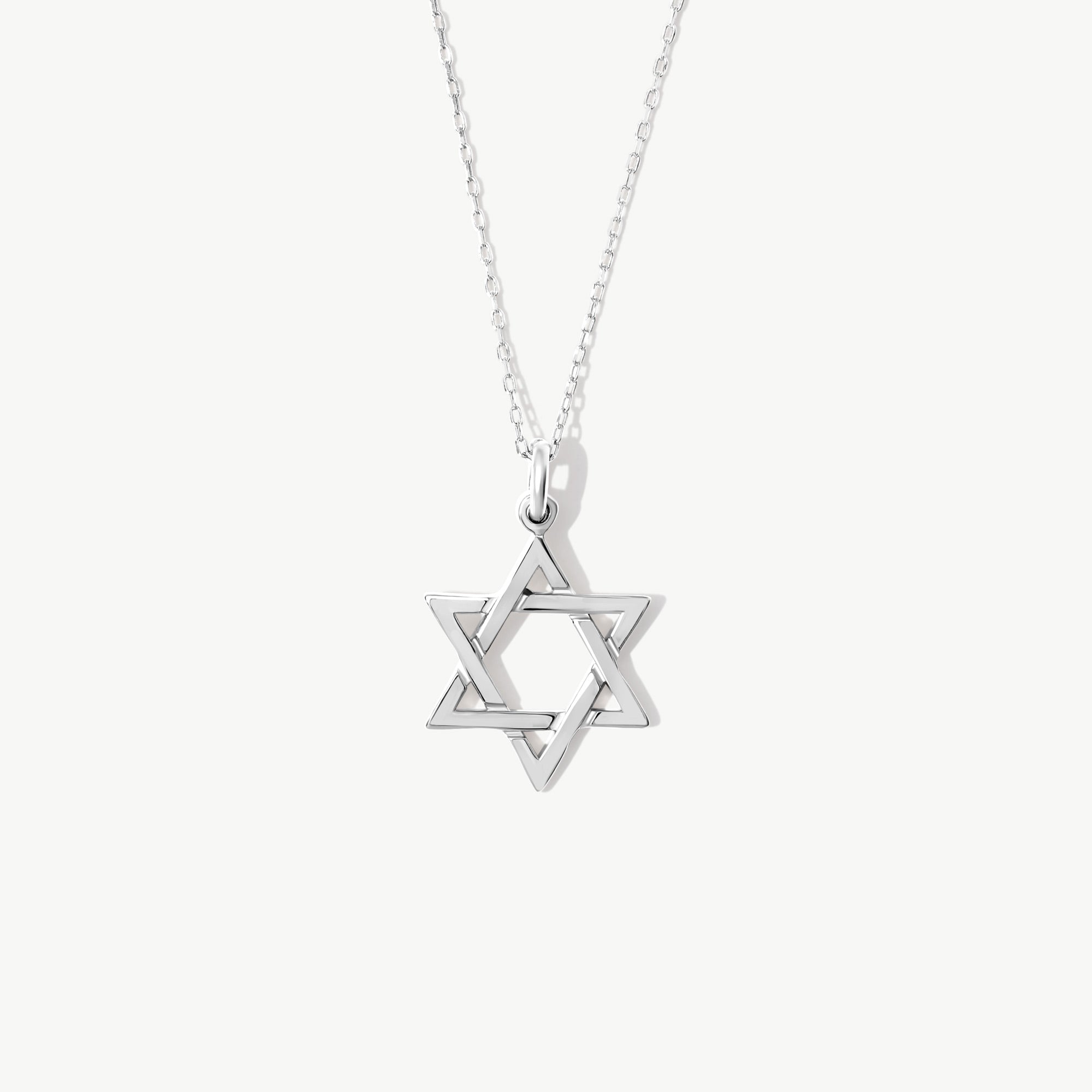 14K Solid Gold Star of David Necklace