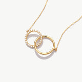 14K Solid Gold Interlocking Circle Necklace
