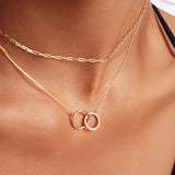 14K Solid Gold Interlocking Circle Necklace
