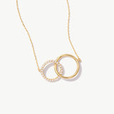14K Solid Gold Interlocking Circle Necklace